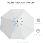 10' x 8' Round Market Umbrella with Crank and Tilt, White