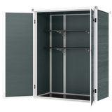 4.4' x 2.3' Plastic Garden Shed with Shelves and Floor, Distressed Grey