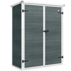 4.4' x 2.3' Plastic Garden Shed with Shelves and Floor, Distressed Grey