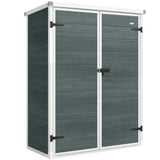 4.4' x 2.3' Plastic Garden Shed with Shelves and Floor, Distressed Grey