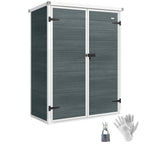 4.4' x 2.3' Plastic Garden Shed with Shelves and Floor, Distressed Grey