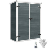 4.4' x 2.3' Plastic Garden Shed with Shelves and Floor, Distressed Grey