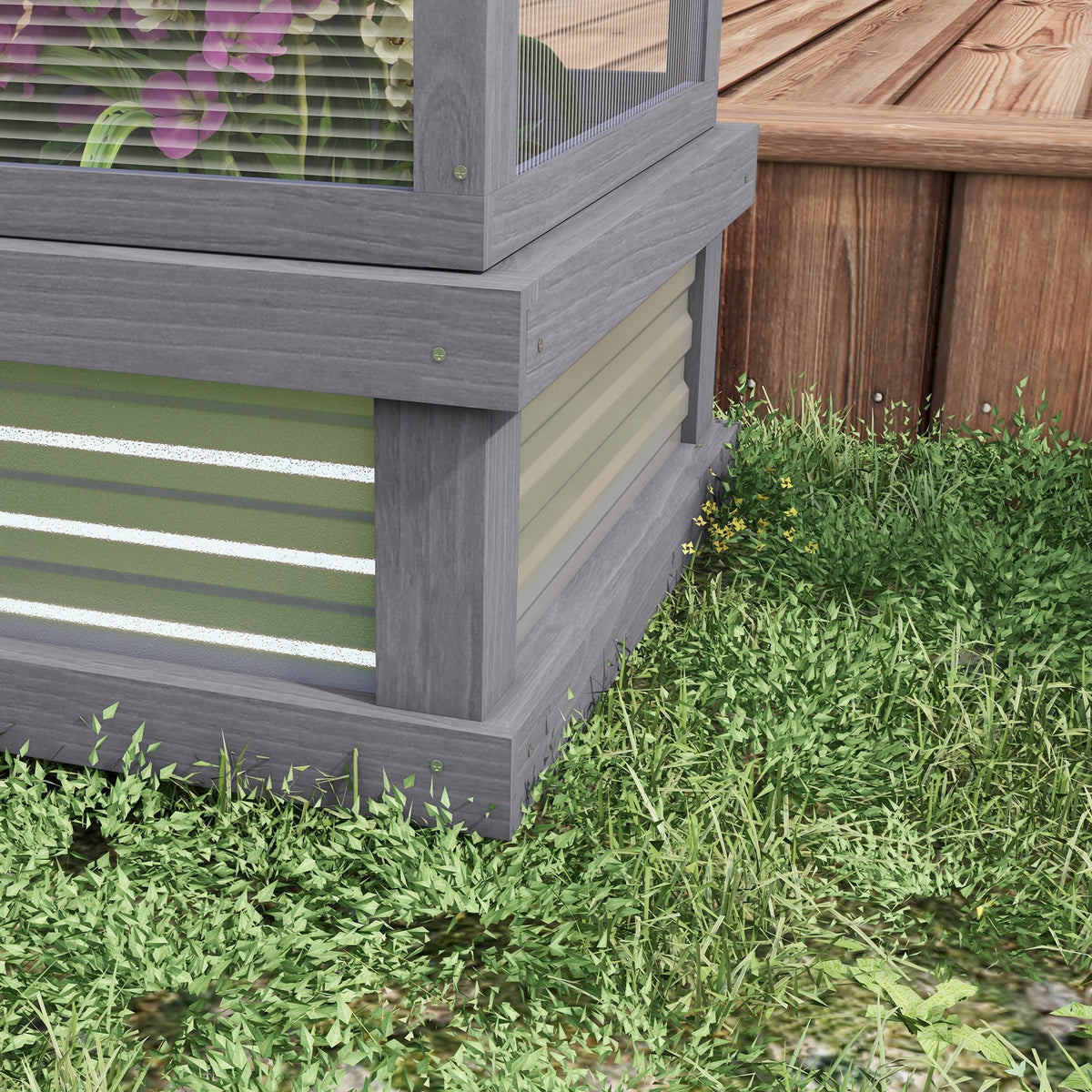 NookGrow 48" x 24" x 32" Wooden Cold Frame Greenhouse, Grey