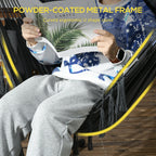 Patio Hammock Chair with Stand, Headrest and Side Pocket, Dark Grey