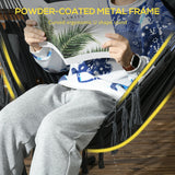 Patio Hammock Chair with Stand, Headrest and Side Pocket, Dark Grey