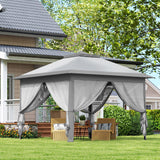 11' x 11' Pop Up Canopy with Double Roof and Mesh Sidewalls, Light Grey