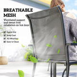 5 Piece Garden Dining Set with Stackable Chairs and Parasol Hole, Dark Grey