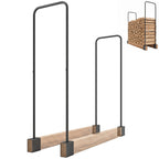 Heavy-Duty Steel DIY Firewood Rack with Customizable Width for Indoor & Outdoor Log Storage, Black