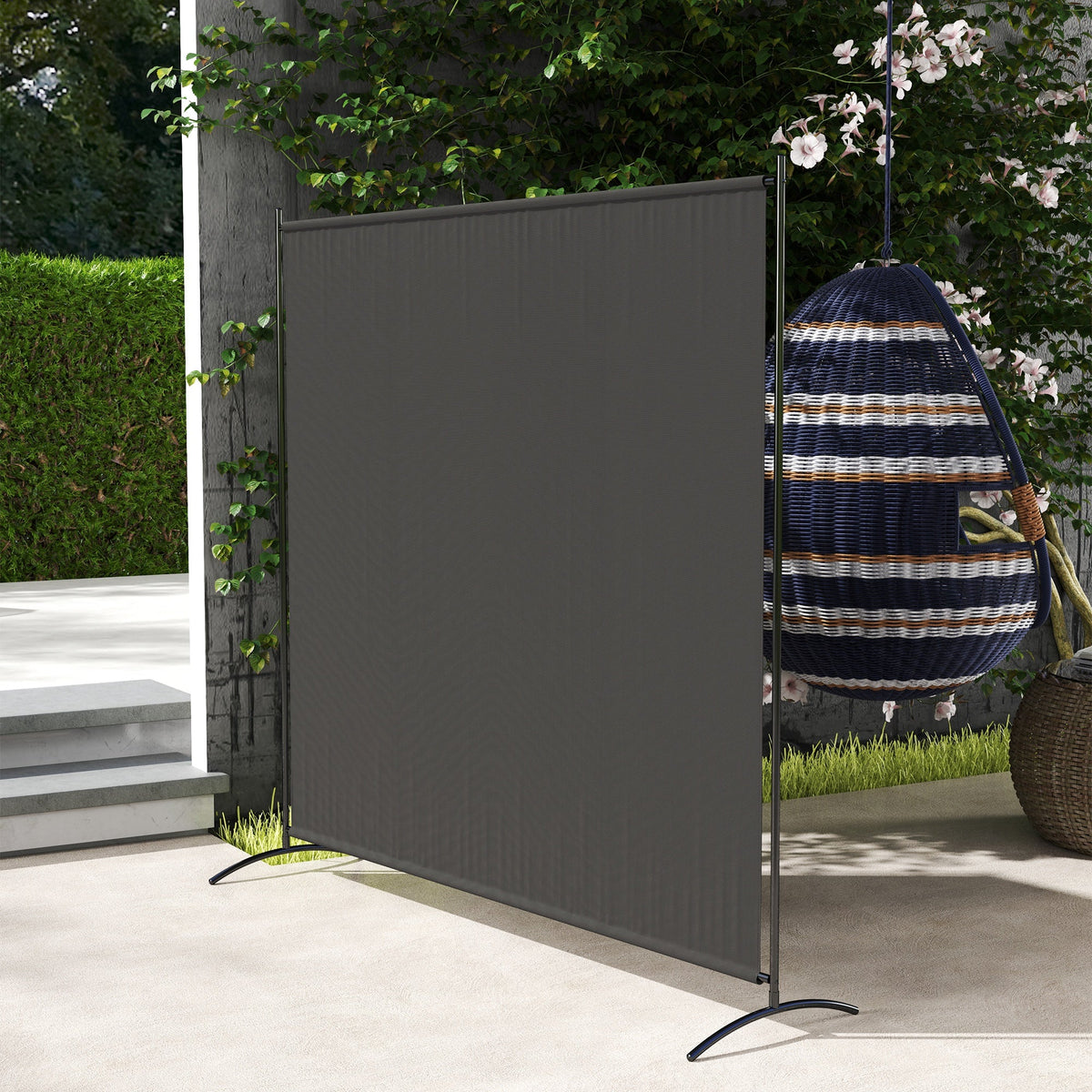 5.9FT Outdoor Privacy Screen with UPF30+ Protection, Freestanding, Dark Gray