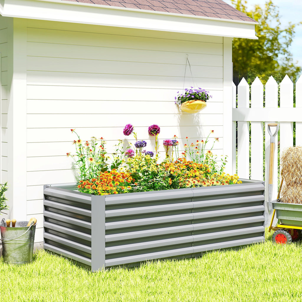 6' x 3' x 2' Galvanized Raised Garden Bed for Vegetables, Light Grey