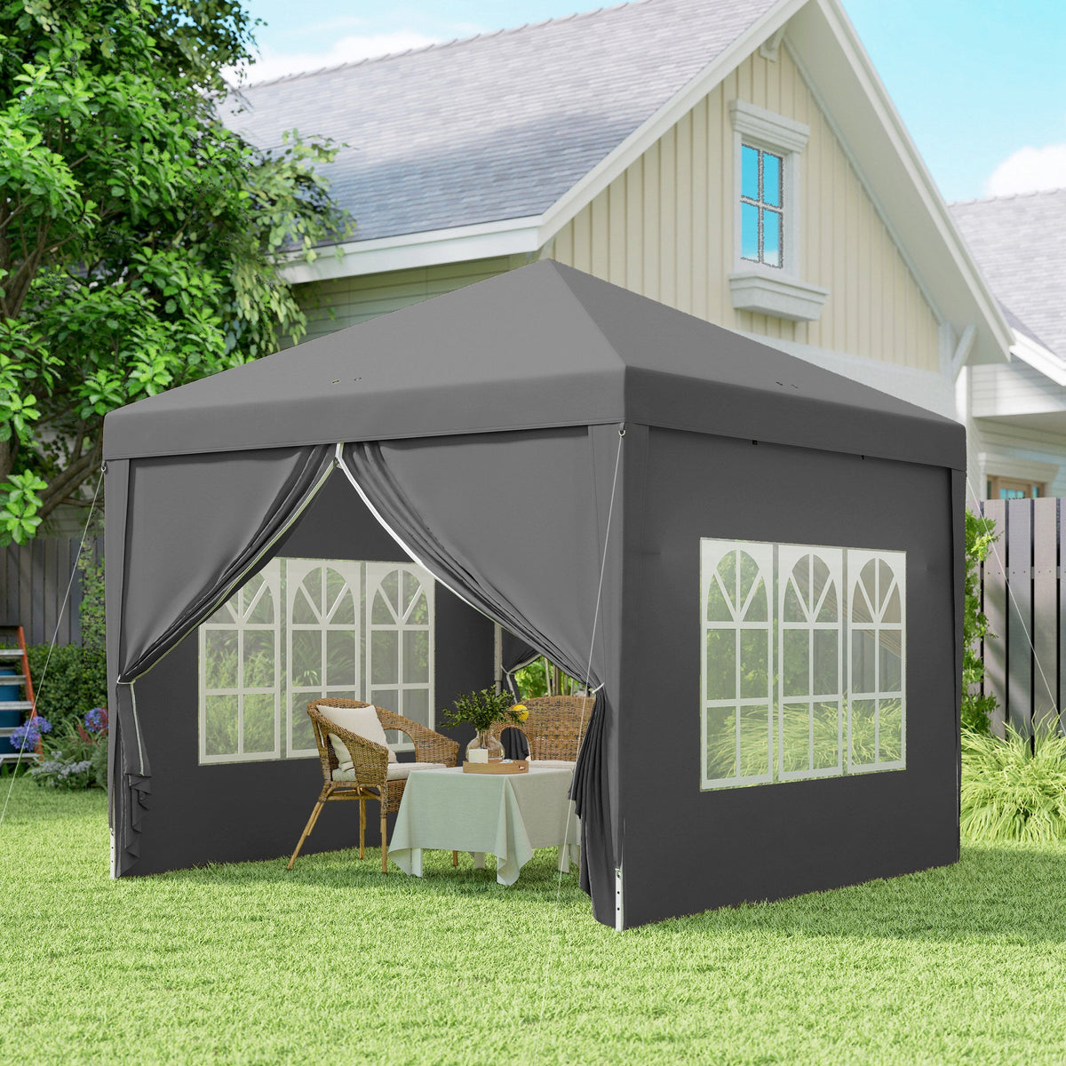 10' x 10' Pop-Up Party Tent Canopy with Carrying Bag, Grey