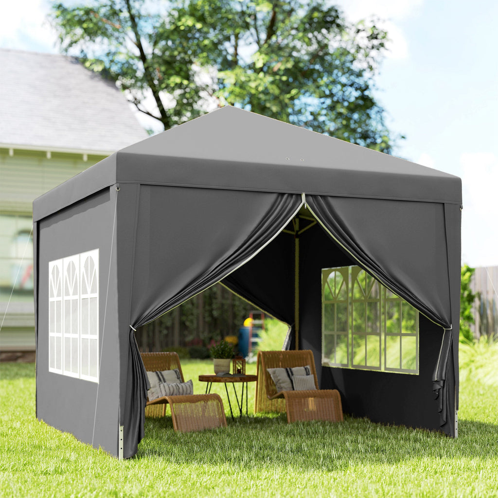 10' x 10' Pop-Up Party Tent Canopy with Carrying Bag, Grey