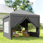 10' x 10' Pop-Up Party Tent Canopy with Carrying Bag, Grey