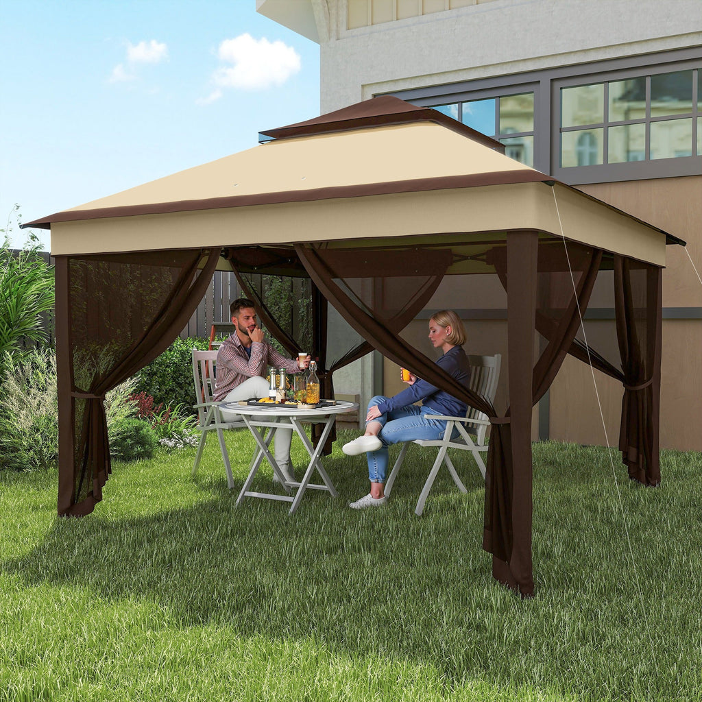 10.7 x 10.7ft Pop-Up Gazebo with Removable Mesh Curtains and UV30 Roof, Beige