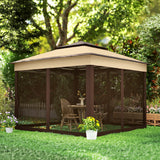 10.7 x 10.7ft Pop-Up Gazebo with Removable Mesh Curtains and UV30 Roof, Beige