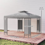 10 x 10 ft Canopy Gazebo with Double Roof and Screen Panels, Light Grey