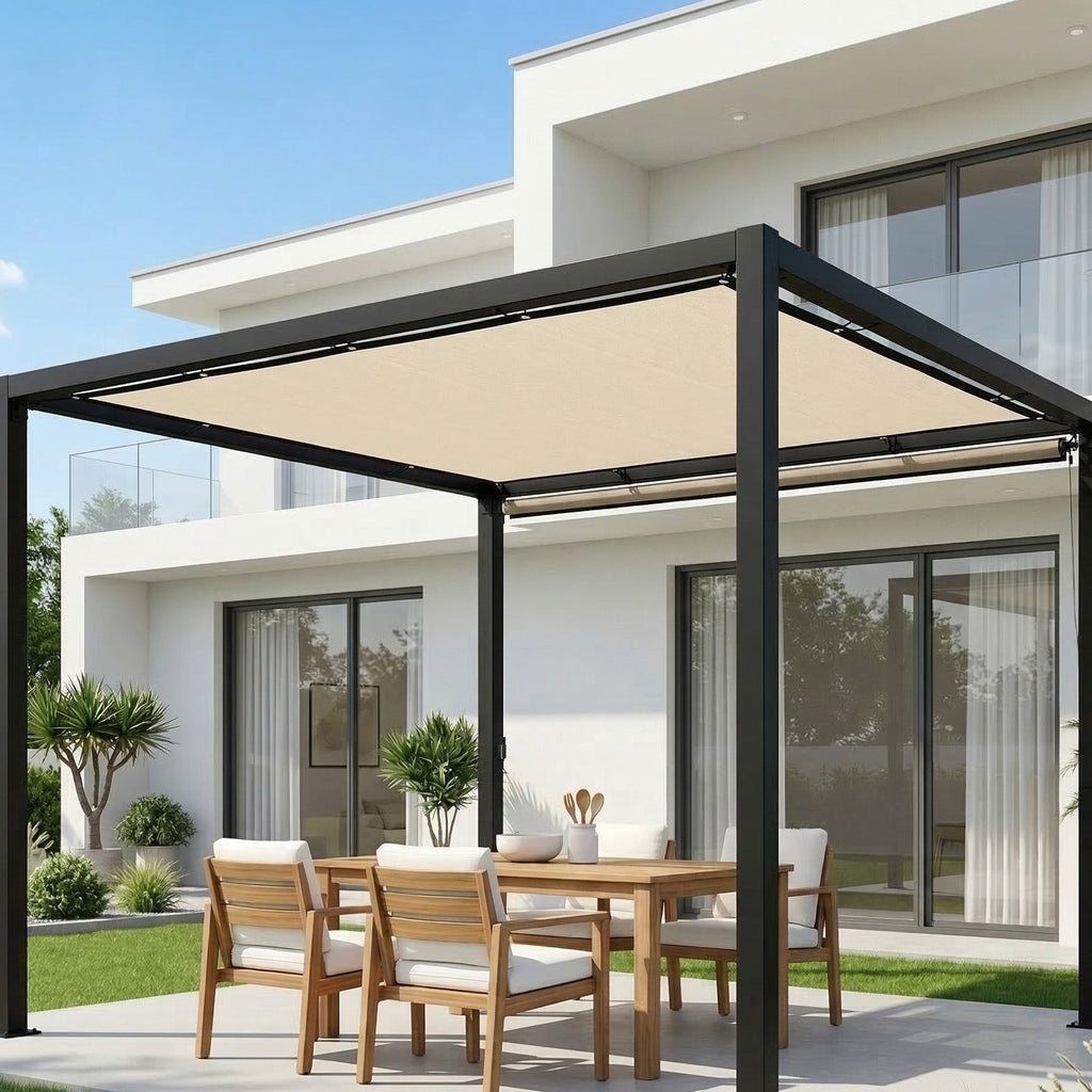 Rectangle Shade Sail 3 x 3.6 m Beige with SS Eyelets & Bungee Cords, UV-blocking