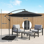 3 m Cantilever Parasol with Weights, Cover & Cross Base, Black