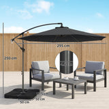 3 m Cantilever Parasol with Weights, Cover & Cross Base, Black