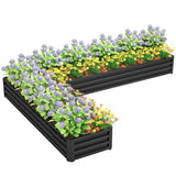 82" x 109" x 12" L-Shaped Raised Garden Bed, Black