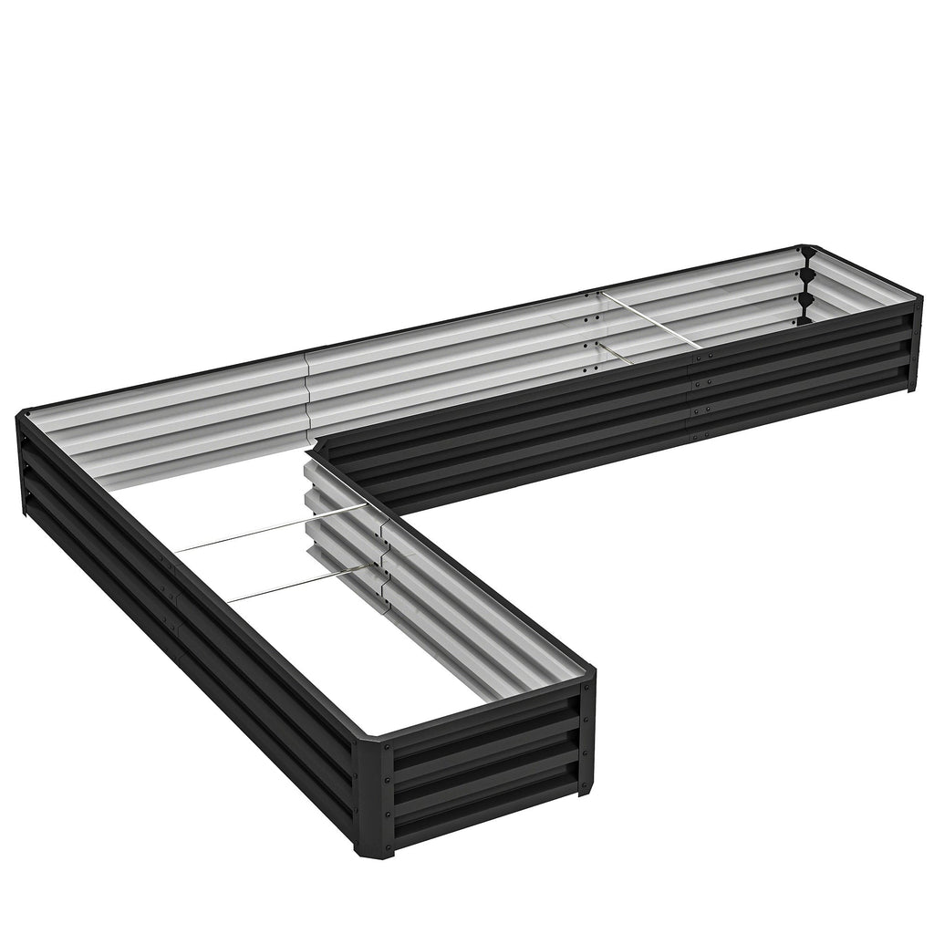 82" x 109" x 12" L-Shaped Raised Garden Bed, Black