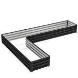 82" x 109" x 12" L-Shaped Raised Garden Bed, Black
