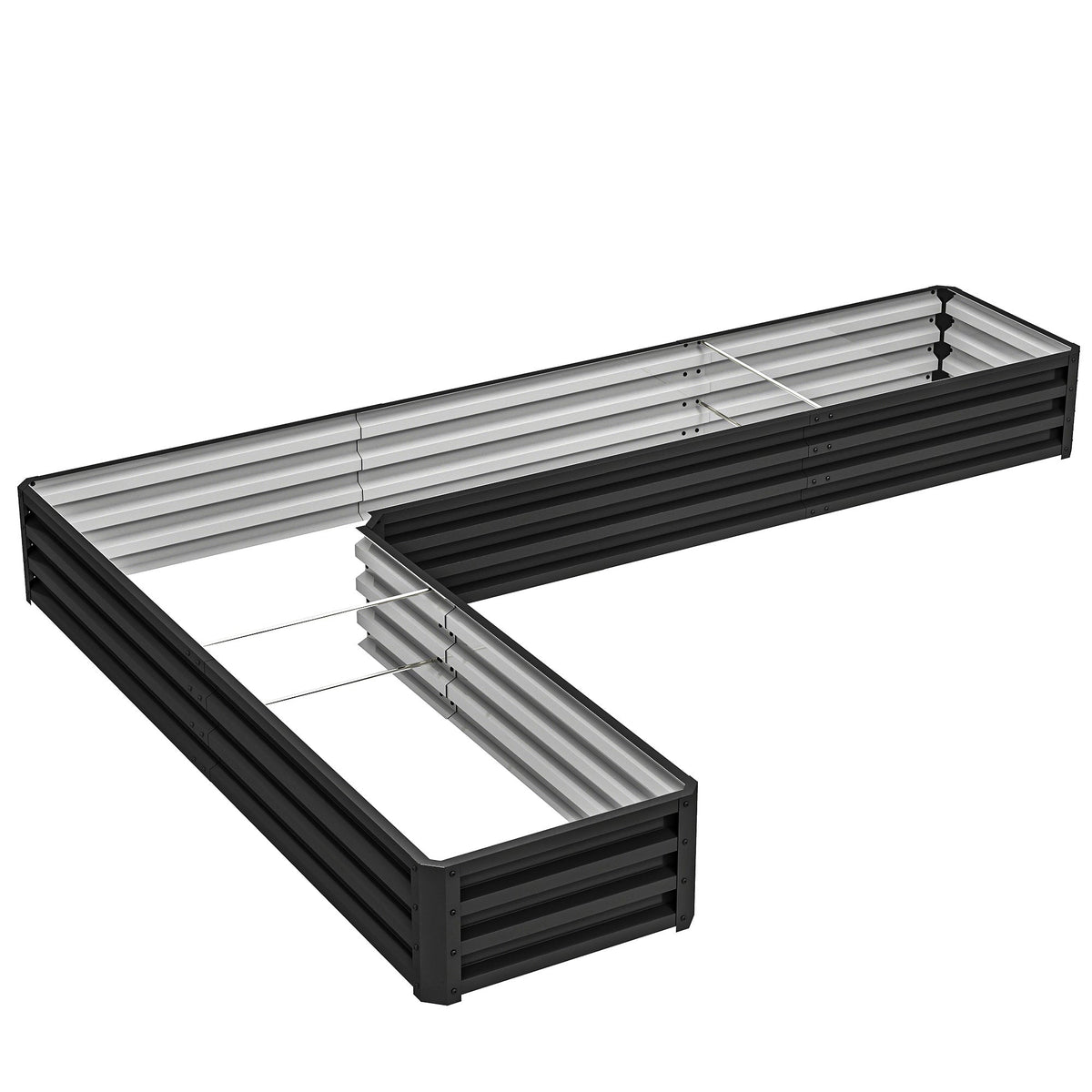 82" x 109" x 12" L-Shaped Raised Garden Bed, Black
