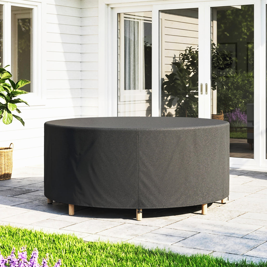 Round Garden Furniture Cover, 420D Oxford, 214 x 70 cm, Black