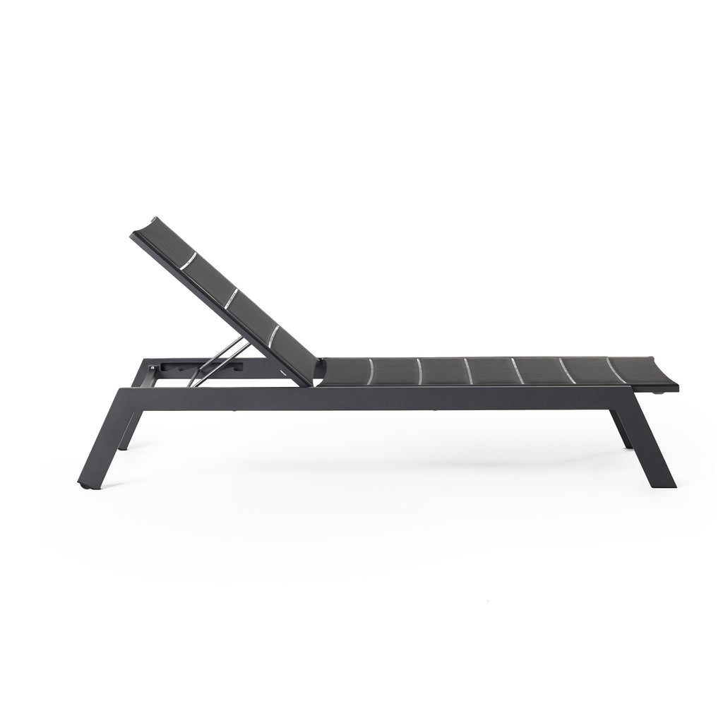 Tiburon Chaise with Padded Sling in Charcoal Aluminum