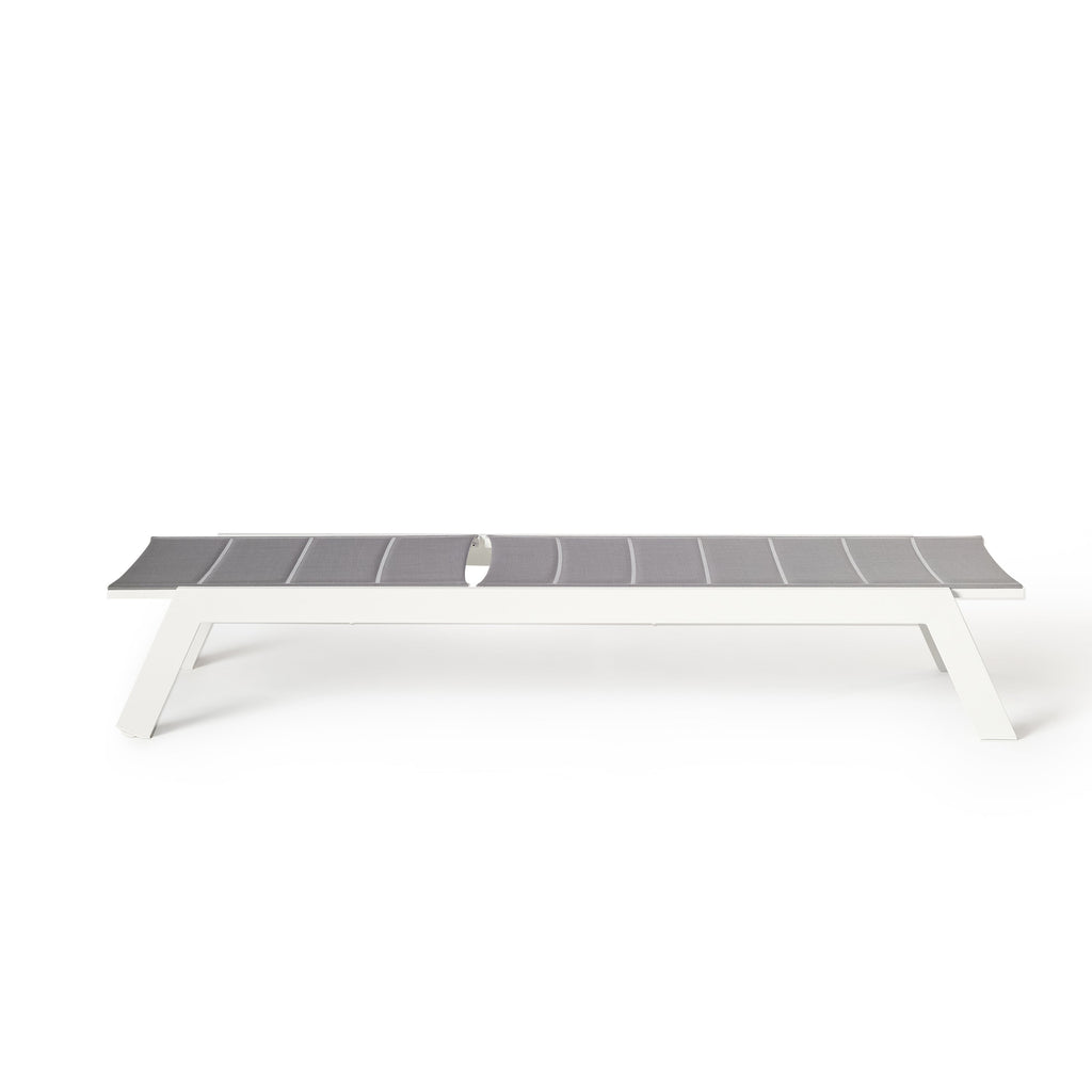 Tiburon Chaise with Padded Sling in White Aluminum