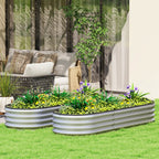2pcs 6 x 2 x 1 ft Galvanized Raised Garden Beds, Silver