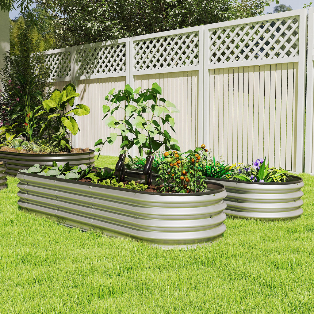 2pcs 6 x 2 x 1 ft Galvanized Raised Garden Beds, Silver