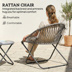 3 Piece Patio Bistro Set with Folding Rattan Chairs, Grey