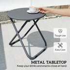 3 Piece Patio Bistro Set with Folding Rattan Chairs, Grey