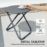 3 Piece Patio Bistro Set with Folding Rattan Chairs, Grey