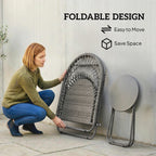 3 Piece Patio Bistro Set with Folding Rattan Chairs, Grey