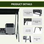 2 Person Porch Swing with Pivot Table, Cup Holder and Canopy, Black