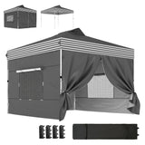10 x 10 ft Pop-Up Canopy Tent with 4 Sidewalls and Wheeled Bag, Dark Grey