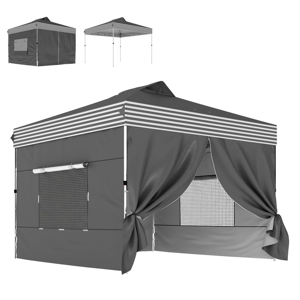 10 x 10 ft Pop-Up Canopy Tent with 4 Sidewalls and Wheeled Bag, Dark Grey