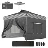 10 x 10 ft Pop-Up Canopy Tent with 4 Sidewalls and Wheeled Bag, Dark Grey