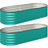 Set of 2 Galvanised Raised Beds with Stakes, 150 x 60 x 30 cm, Green