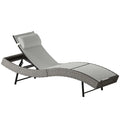 Rattan Sun Lounger with S-Shaped Seat and 5-Position Backrest, Light Grey