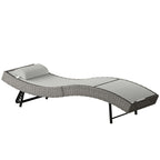 Rattan Sun Lounger with S-Shaped Seat and 5-Position Backrest, Light Grey