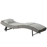 Rattan Sun Lounger with S-Shaped Seat and 5-Position Backrest, Light Grey