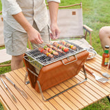 Folding Portable Charcoal BBQ Grill with Handle and Foldable Legs, Orange