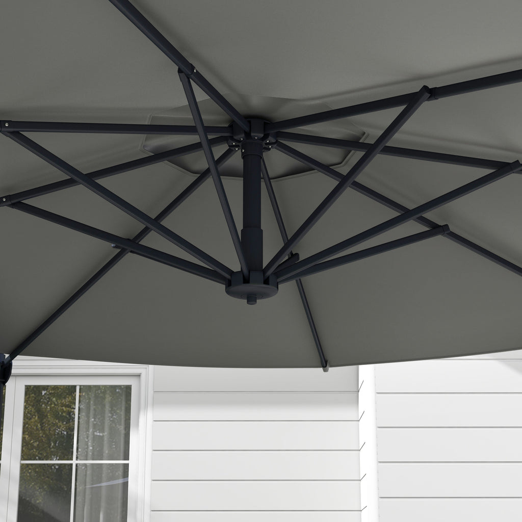 10ft Cantilever Patio Umbrella with 360° Rotation and Tilt, Grey