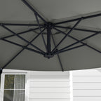 10ft Cantilever Patio Umbrella with 360° Rotation and Tilt, Grey