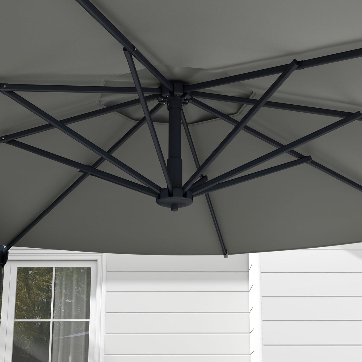 10ft Cantilever Patio Umbrella with 360° Rotation and Tilt, Grey