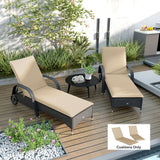 2-Piece Outdoor Lounge Chair Cushions, 76" x 23", Beige