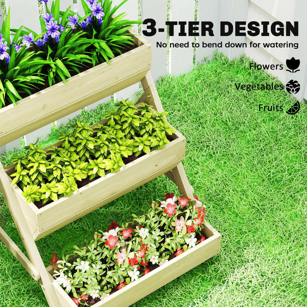 26" x 30" x 30" 3-Tier Wooden Raised Garden Bed, Light Green
